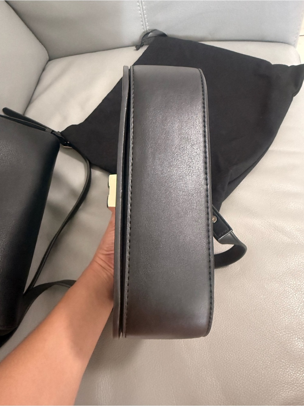 DeMellier Black Leather Shoulder Crossbody with Gold Hardware - Picture 2 of 6